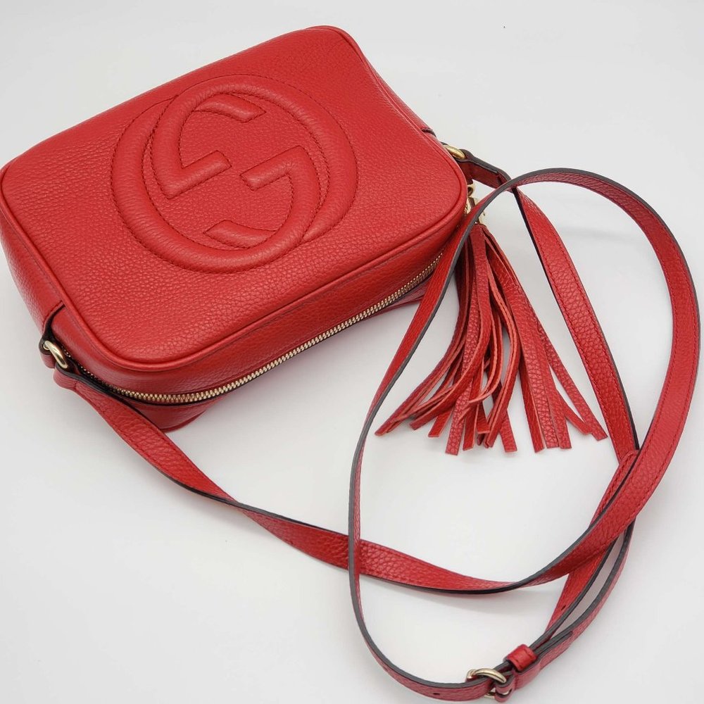 100% Authentic Gucci GG Soho Disco Camera Red Crossbody Bag - Picture 4 of 14